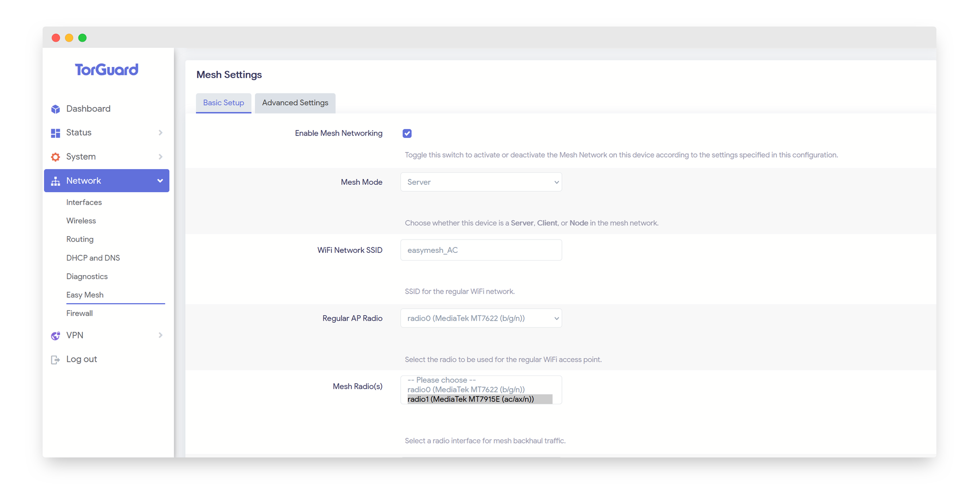 EasyMesh Server Configuration