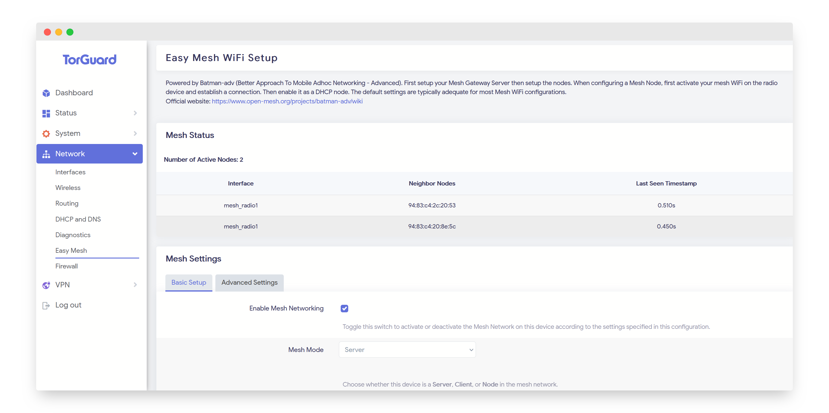 Mesh Status Overview